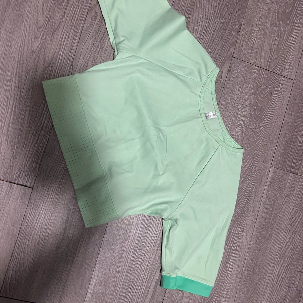 Fabletics Mint Green Short Sleeve Workout Top